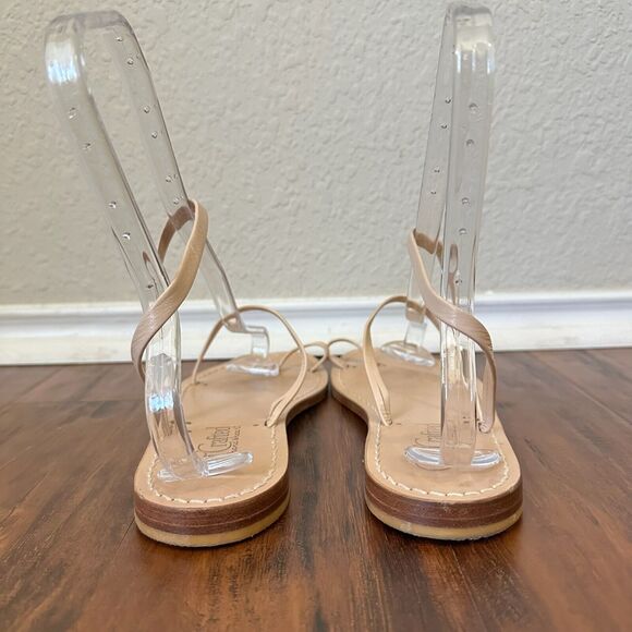 Capri Hand Crafted Toe Ring Ankle Strap Sandals Cream Leather ITALY - Picture 5 of 9